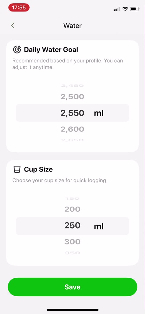 Water tracker in Calo